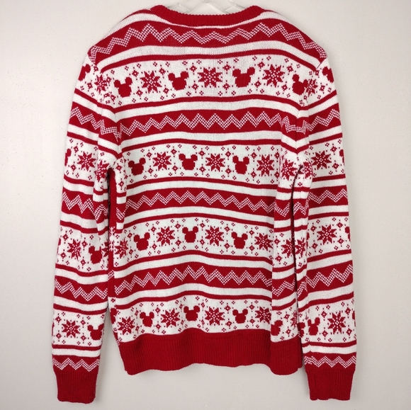 NWOT Official Disney Brand Crewneck Knit Mickey Mouse Fair Isle Festive Sweater - Picture 5 of 6